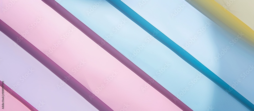 Poster Close up of three layers of pastel striped paper texture for the background Three sheets of pastel striped paper. with copy space image. Place for adding text or design