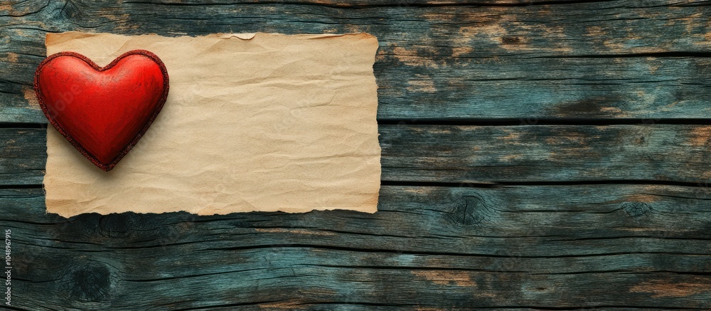 Poster note paper featuring a heart on a wooden background conveying love and valentine s theme with copysp