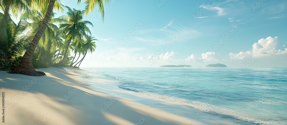Poster tranquil tropical beach. with copy space image. place for adding text or design