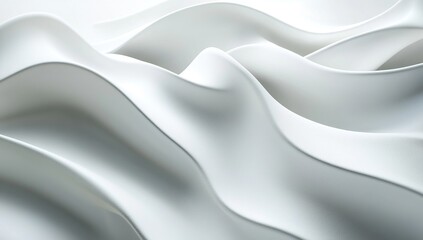 Fototapeta premium White background, close-up of curved white ceramic material with abstract shape