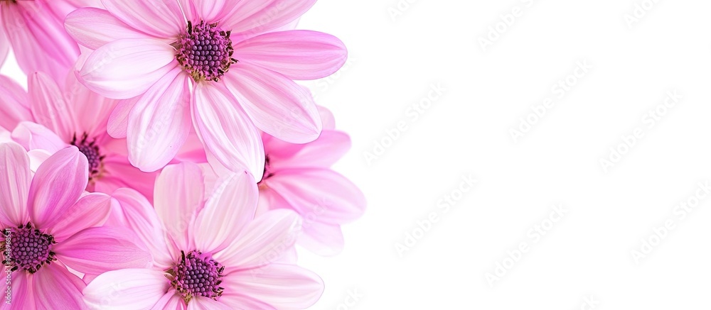 Aufkleber pink flower frame on a white background copy space for your text