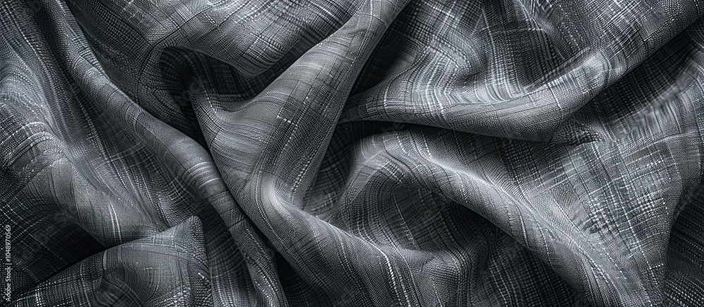 Poster Grey old canvas linen fabric design texture background Close up top view of a gray cloth pattern surface with empty copyspace on a plain seamless backdrop