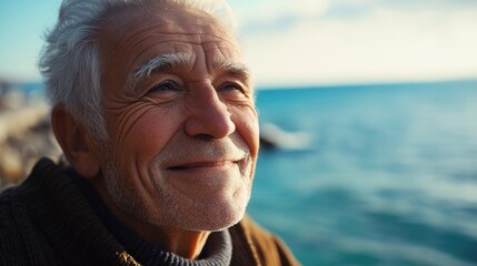 Wisdom of the Sea: Elderly Man at the Beach