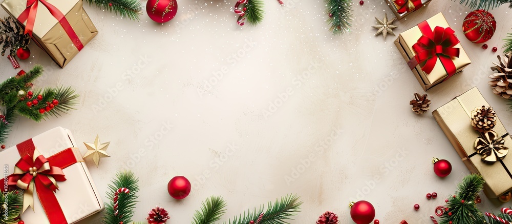 Poster new year s and christmas gifts greeting card with blank space. with copy space image. place for addi