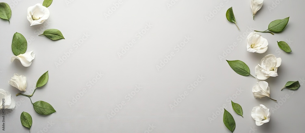 Poster on a gray background top view flat lay featuring copyspace and space for text