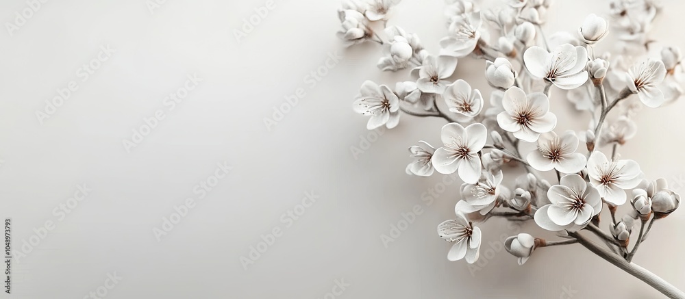 Leinwandbilder branch with blooming white flowers in springtime. with copy space image. place for adding text or de