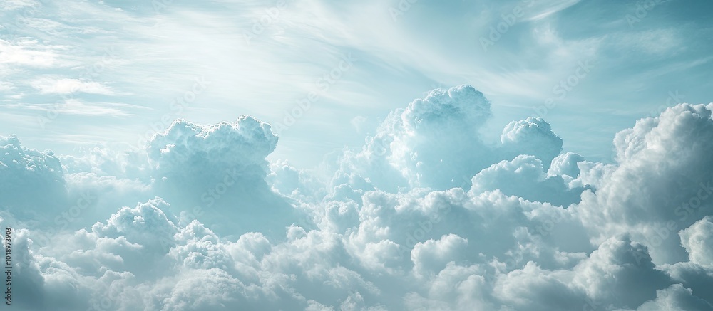 Aufkleber Cloudscape of a Gloomy Sky Featuring Layers of Blue and Gray Clouds. with copy space image. Place for adding text or design