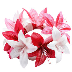 Obraz premium Floral border with pink, red, and white flowers, on a soft pink background. PNG transparent.