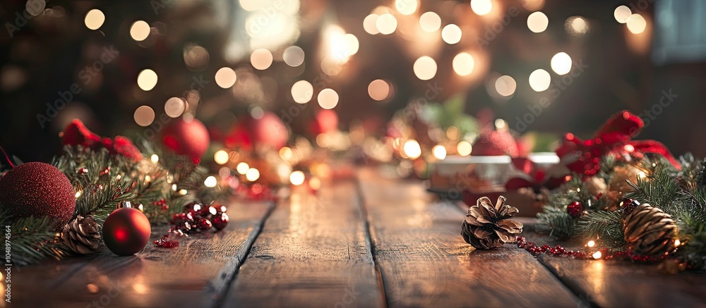 Aufkleber Christmas table backdrop. with copy space image. Place for adding text or design