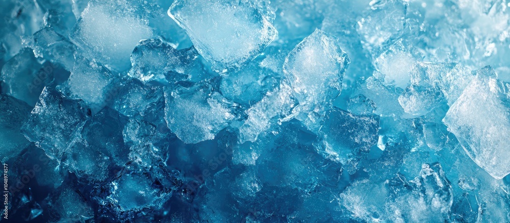 Aufkleber Broken ice close up Fragments of crushed blue ice create a textured background Close up of frozen water. with copy space image. Place for adding text or design