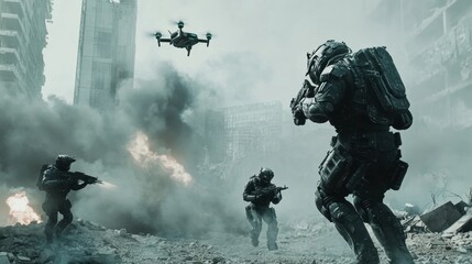 Fototapeta premium futuristic war illustration