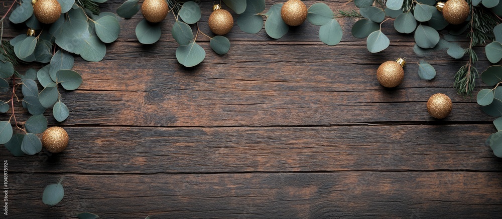 Aufkleber tablet branding mockup for the christmas season ornaments on a wooden surface flat lay top view chri