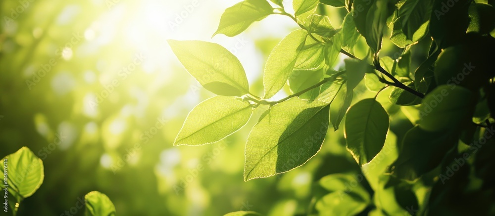 Poster sunlight filters through the leaves of a summer lime tree on wellenburger avenue near augsburg. with
