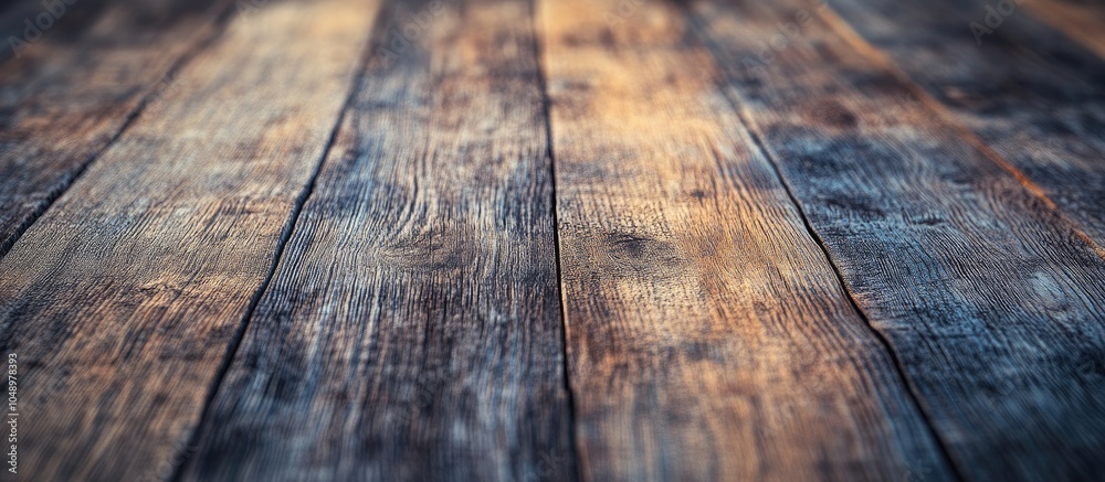 Leinwandbilder Close up of a rustic wooden table featuring a grain texture in a vintage style The surface of an old wooden plank in macro view offers an empty template and copy space for an abstract background wa