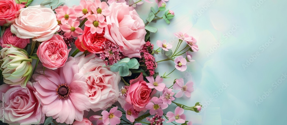 Fototapete background of fresh flowers. with copy space image. place for adding text or design