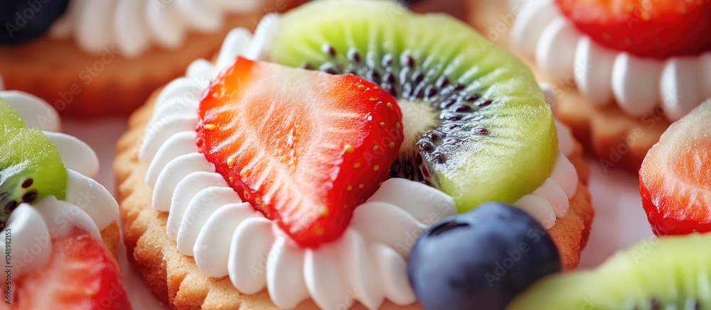 Poster a close up of fruity cookies. with copy space image. place for adding text or design