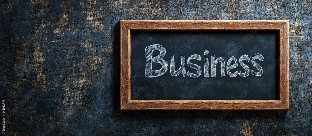 Aufkleber the word business is presented on a chalkboard business concept. with copy space image. place for ad