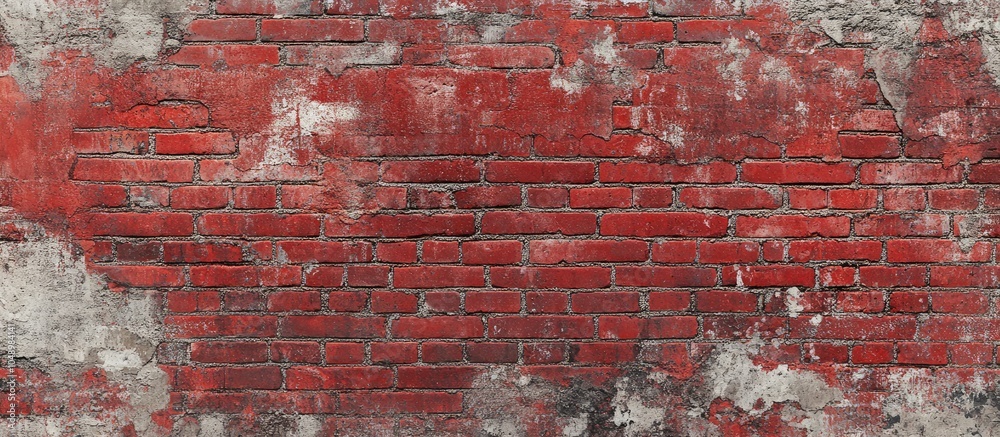 Aufkleber Red brick wall featuring remnants of a cement background. with copy space image. Place for adding text or design