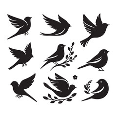 Collection of Bird silhouette vector illustration