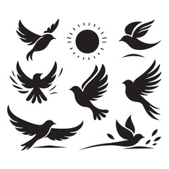 Obraz premium Collection of Bird silhouette vector illustration
