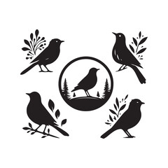 Fototapeta premium Collection of Bird silhouette vector illustration