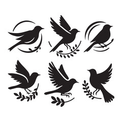 Obraz premium Collection of Bird silhouette vector illustration