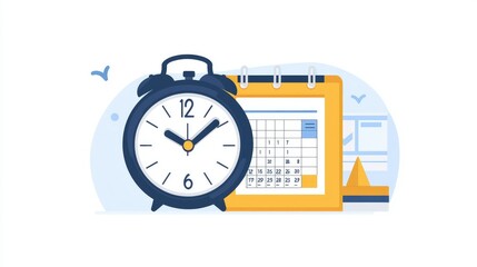 Simple Graphic of Clock and Calendar Design