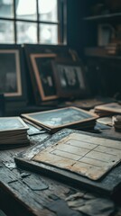 Weathered Directors Clapboard on Old Table