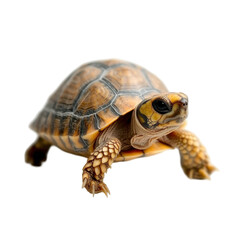 Fototapeta premium 白い背景に若いカメのクローズアップ - 透明な背景の png