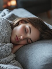 Obraz premium Peaceful Slumber: A Serene Nighttime Scene