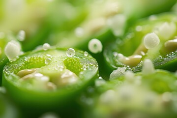 Vibrant Macro Shot of Jalapeno Seeds and Temperature Drops