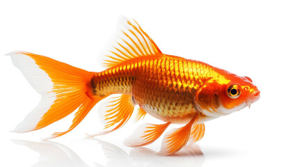 Fototapeta premium Goldfish on white background isolated
