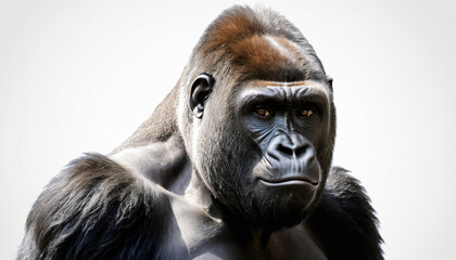 Obraz premium Gorilla full body on white background isolated 