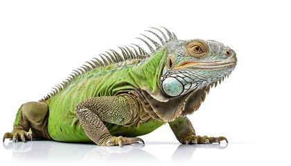 Obraz premium Green Iguana on white background isolated 
