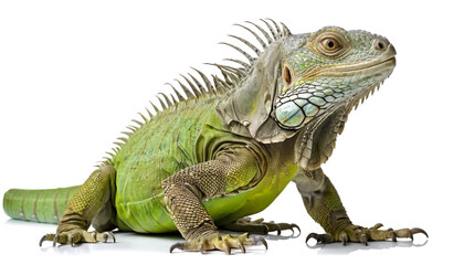 Obraz premium Green Iguana on white background isolated 