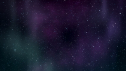 Fototapeta premium Night sky aurora with fog and clouds. Dust stars particles background.