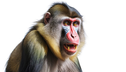 Obraz premium Mandrill on white background isolated