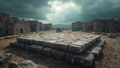 Echoes of the Past: Ancient ruins stand steadfast against a dramatic sky, evoking a sense of history and grandeur. The weather-beaten stones tell stories of civilizations lost to time.
