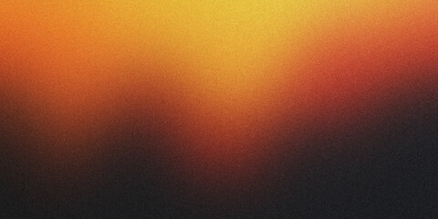 Grainy gradient background in orange, yellow and black colors. Noise texture. abstract orange yellow black gradient. background design. colorful background with space for design. banner, poster