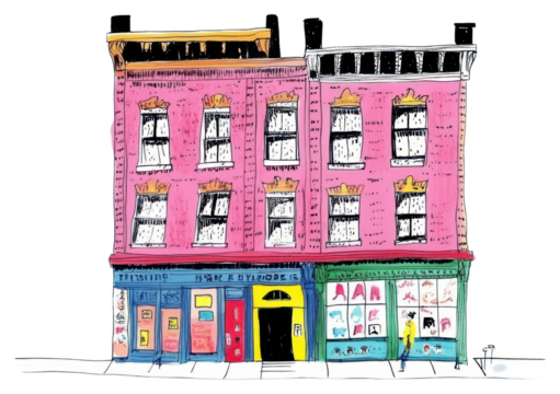 PNG Vintage building art neighborhood architecture. - Powered by Adobe