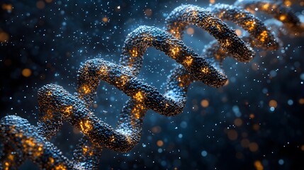 Abstract 3D Render of Illuminated DNA Structure