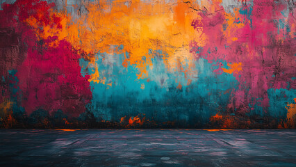 A wall adorned with colorful abstract graffiti art