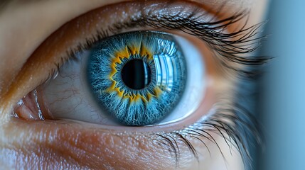 Fototapeta premium Close-Up of Vibrant Blue and Orange Human Eye