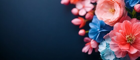 Fototapeta premium pink and blue blooms at center