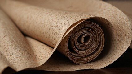 Rolled Ancient Parchment in Warm Sepia Tones for Historical Documentation