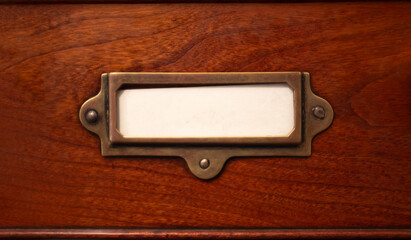 Vintage Wooden And Brass Filing Cabinet Drawer