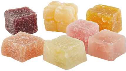 Colorful Assortment of Candies Displayed on a Transparent Background Generative AI