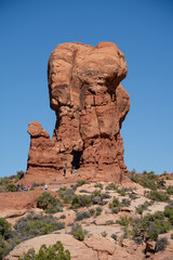 amazing rock formations of red, brown, and yellow rock hematite, iron oxide in Utah USA