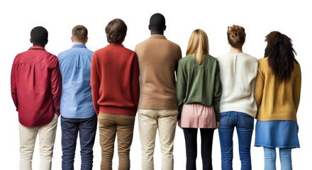 Obraz premium PNG Diverse group of 5 people person back background.