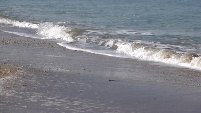 Vue sur des vagues sur la plage au ralenti, 119,88fps ralenti X3 - 29,97fps - Part 1/3